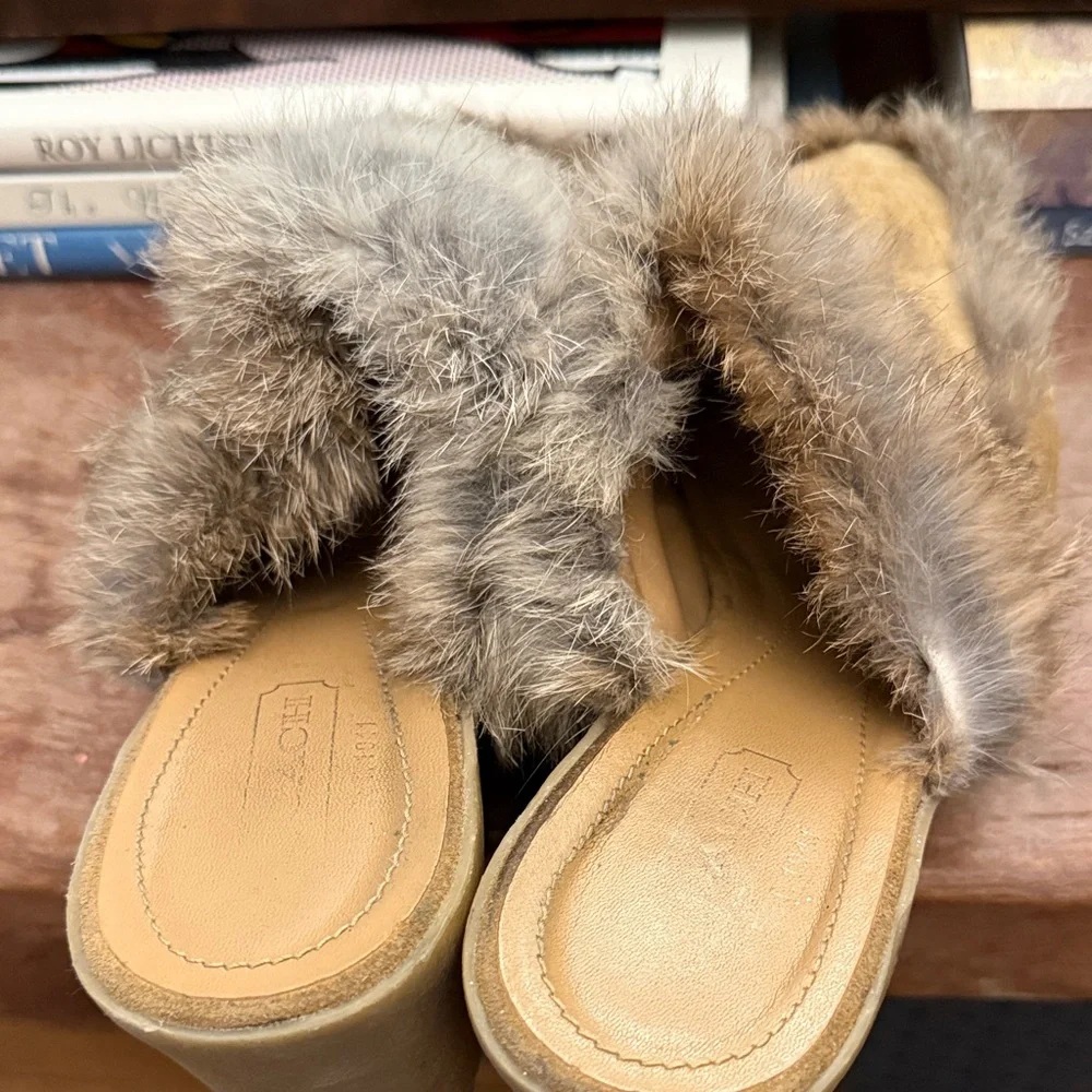 COACH Rabbit Fur Wedges - Picture 3 of 7